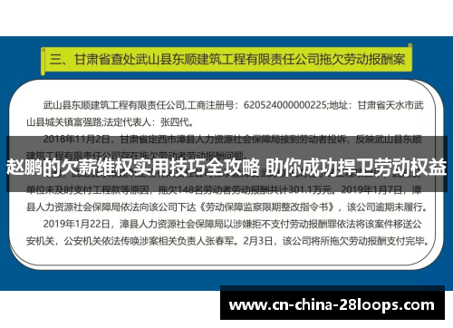 赵鹏的欠薪维权实用技巧全攻略 助你成功捍卫劳动权益